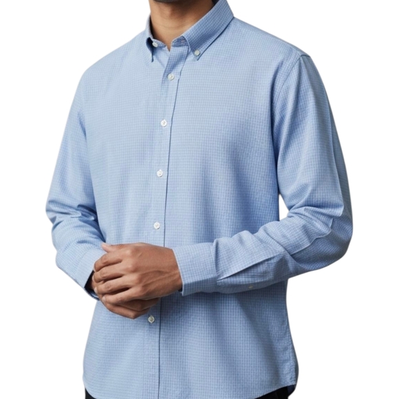 Tommy Hilfiger Men's Blue Plaid Dress Shirt | Size 16 32/33 - Picture 1 of 5